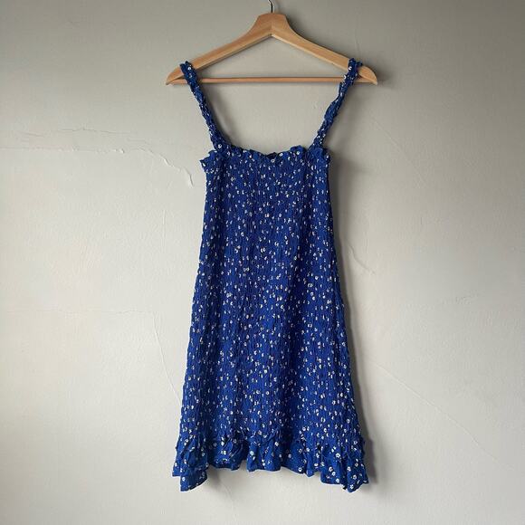 Faithfull the Brand Del Mar Mini Dress in Cobalt Betina Floral Size 2 - Picture 11 of 13